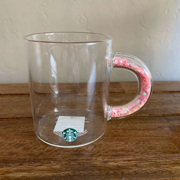 Starbucks 2022 Valentine’s Day Glass Mug with Heart Confetti Filled Handle! - Picture 2 of 5